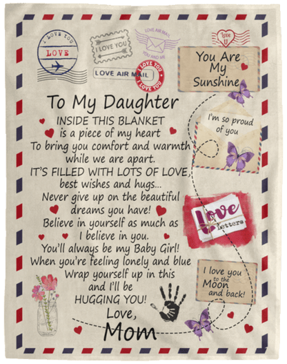 To My Daughter Love Mom Letter Blanket - Gift to Daughter from Mom