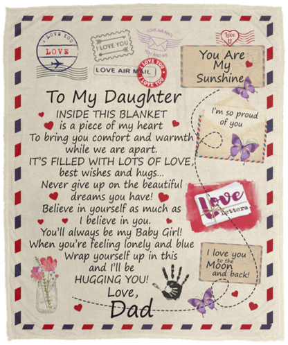 To My Daughter Love Dad Letter Blanket - Gift to Daughter from Dad