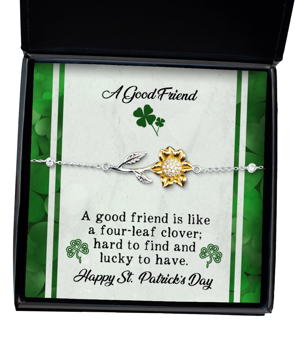 A Good Friend Gift - Like a Four-Leaf Clover - Sunflower Bracelet for St. Patrick's Day - Jewelry Gift for Bestie BFF