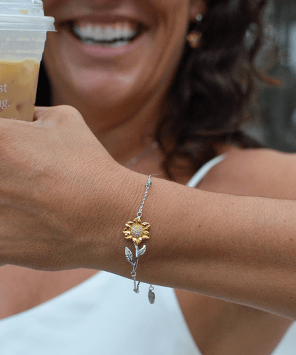 A Good Friend Gift - Like a Four-Leaf Clover - Sunflower Bracelet for St. Patrick's Day - Jewelry Gift for Bestie BFF