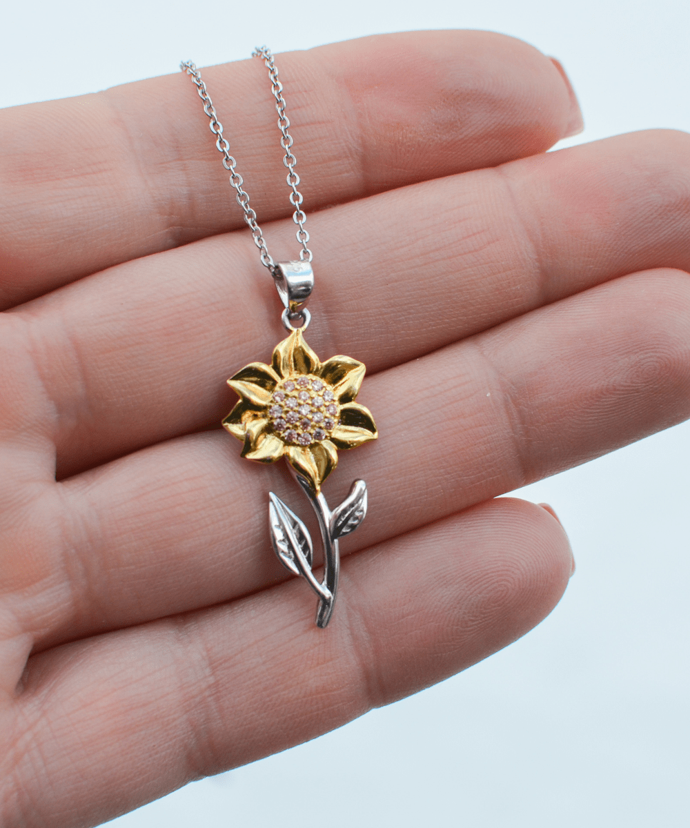 A Good Friend Gift - Like a Four-Leaf Clover - Sunflower Necklace for St. Patrick's Day - Jewelry Gift for Bestie BFF
