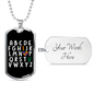 ABCD I Love You - Autism Awareness Dog Tag Necklace Military Chain (Silver) / Yes