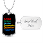 Always Unique Totally Interesting Sometimes Mysterious - Autism Awareness Dog Tag Necklace Military Chain (Silver) / Yes