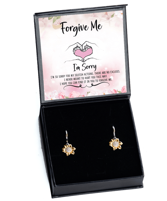 Apology Gifts - Forgive Me - Sunflower Earrings for Forgiveness - Jewelry Gift for Saying I'm Sorry