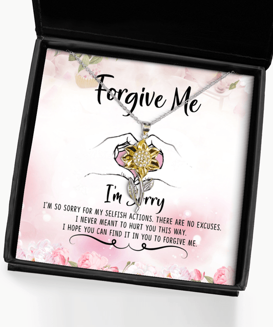Apology Gifts - Forgive Me - Sunflower Necklace for Forgiveness - Jewelry Gift for Saying I'm Sorry