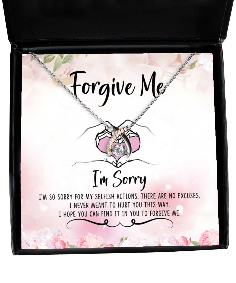 Apology Gifts - Forgive Me - Wishbone Necklace for Forgiveness - Jewelry Gift for Saying I'm Sorry