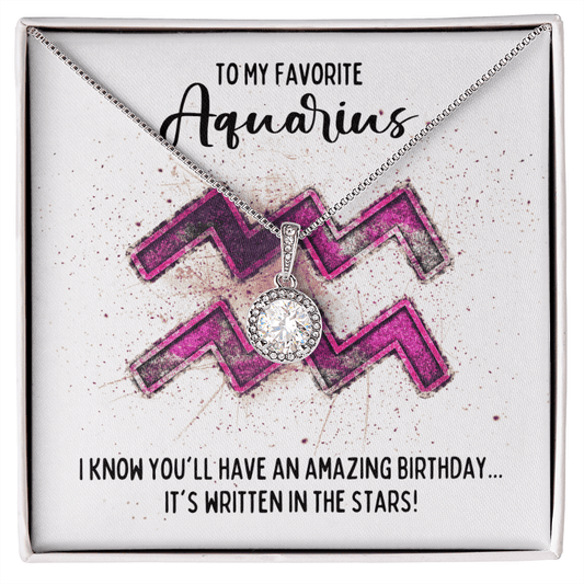 Aquarius Birthday Necklace - Zodiac Gift - Jan 20 – Feb 18 Two-Toned Box