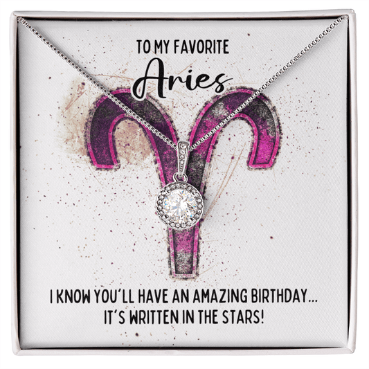 Aries Birthday Necklace - Zodiac Gift - Mar 21 – Apr 19 Two-Toned Box