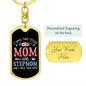 I Have Two Titles Mom and Stepmom And I Rock Them Both Keychain - Mothers Day Gift for Stepmother - Stepmom Birthday Gift Dog Tag with Swivel Keychain (Gold) / Yes