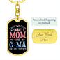 I Have Two Titles Mom and G-Ma And I Rock Them Both Keychain - Mothers Day Gift for G-Ma - G-Ma Birthday Gift Dog Tag with Swivel Keychain (Gold) / Yes