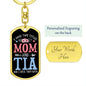 I Have Two Titles Mom and Tia And I Rock Them Both Keychain - Mothers Day Gift for Tia - Tia Birthday Gift Dog Tag with Swivel Keychain (Gold) / Yes