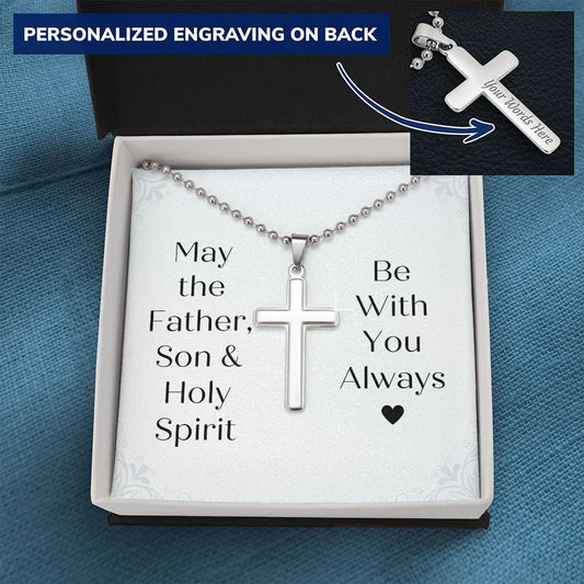 Christian Necklaces for Men - Personalized Cross - First Communion Confirmation Gift - Baptism Gift - Religious Christian Jewelry