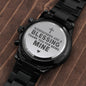 Godfathers Are a Blessing - Engraved Black Chronograph Watch - Baptism Christening Gift for Godfather - Godparent Proposal Gift