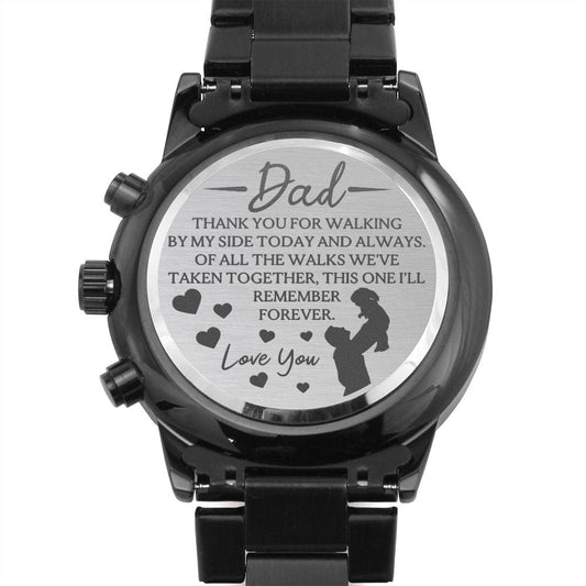 Father of the Bride Black Chronograph Watch - Walk Me Down the Aisle - Gift for Dad - Wedding Gift from Bride - Dad Gift from Daughter