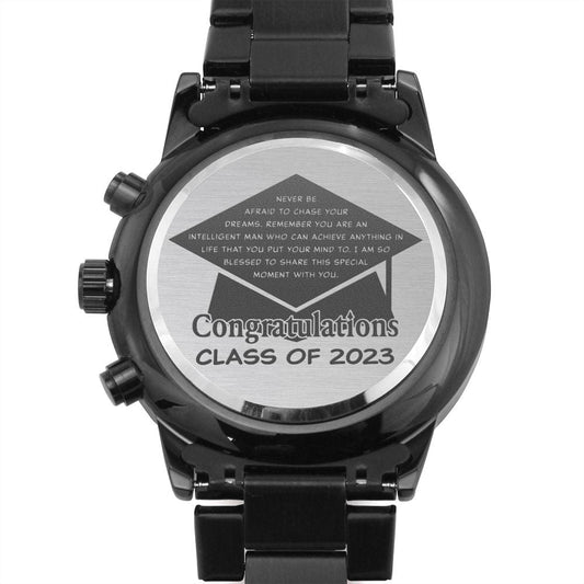 Class of 2023 Graduation Gift - Black Chronograph Watch - Graduation Gift for Nephew, Son, Grandson, Brother
