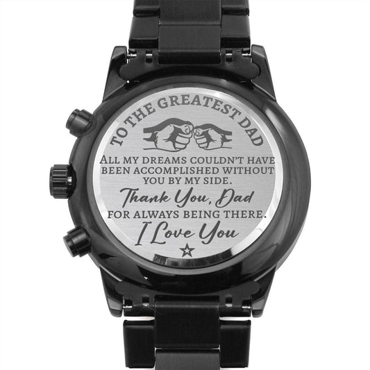 To the Greatest Dad Black Chronograph Watch - Gift for Dad - Father's Day Gift - Dad Christmas Birthday Wedding Gift
