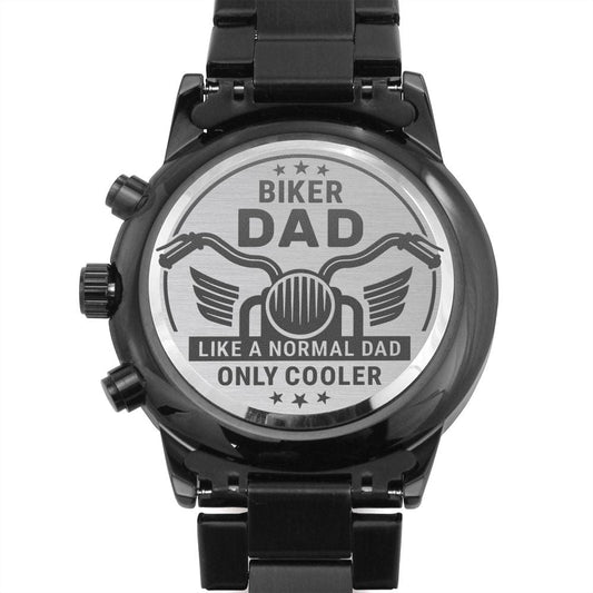 Biker Dad Black Chronograph Watch - Like a Normal Dad Only Cooler - Funny Gift for Dad - Father's Day Motorcycle Gift - Dad Christmas Gift