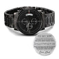 To My Son Black Chronograph Watch - Gift from Dad - Enjoy the Ride - Gift for Son Graduation, Birthday, Christmas, Father's Day, Wedding Two Tone Box