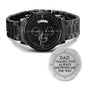 Dad Thanks for Always Showing Me the Way - Engraved Black Chronograph Watch - Fathers Day Gift - Compass Wedding Birthday Christmas Gift Two Tone Box