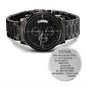 To My Stepson Black Chronograph Watch - Gift from Stepmom - Stepson Birthday, Christmas, Graduation - Motivational Gift for Stepson Two Tone Box