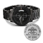 I'll Always Be Your Little Girl You'll Always Be My Hero Black Chronograph Watch - Firefighter Dad Gift - Fireman Father's Day Birthday Xmas Two Tone Box
