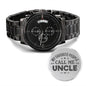 My Favorite People Call Me Uncle - Engraved Black Chronograph Watch - Best Uncle Gift for Father's Day, Birthday, Pregnancy Announcement Two Tone Box