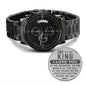 To My King Black Chronograph Watch, I Love You Anniversary, Wedding, Valentine's Day, Christmas Birthday Gift for Husband, Boyfriend, Fiance Two Tone Box