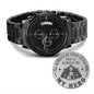 I'll Always Be Your Little Girl You'll Always Be My Hero Black Chronograph Watch - Police Officer Dad Gift - Cop Father's Day Birthday Xmas Two Tone Box
