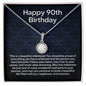 90th Birthday Necklace - Perfect Gift for Best Friend, Mother, Sister, Grandmother, Aunt, Cousin on Her 90th Milestone Birthday Two Tone Box