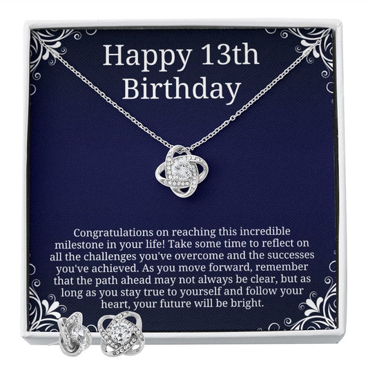13th Birthday Necklace & Earring Set - Perfect Official Teenager Gift for Daughter, Sister, Granddaughter, Niece, Cousin on Her 13th Milestone Birthday