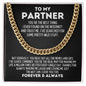 To My Partner Cuban Link Chain - Best Thing I Found on the Internet Gift for Husband Boyfriend Fiance - Valentine's Day, Anniversary 14K Yellow Gold Finish / Standard Box