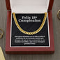 Regalo Para el 18º Cumpleaños - Cadena Cubana - 18th Birthday Gift en Español - Convirtiéndose en un Hombre 14K Yellow Gold Finish / Luxury Box