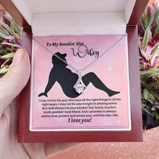 To My Smokin' Hot Wifey Necklace - Funny Dad Bod Gift for Wife - Valentine's Day Gift, Anniversary Gift, Wifey Birthday