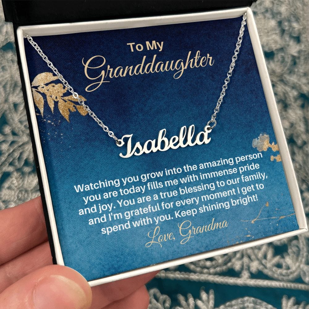 To My Granddaughter Gift - Personalized Name Necklace from Grandma - Custom Granddaughter Gift for Birthday Graduation Christmas Baptism