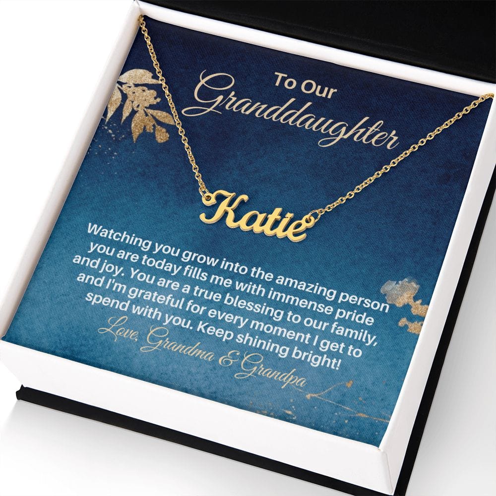 To My Granddaughter Gift - Personalized Name Necklace from Grandparents - Custom Granddaughter Gift for Birthday Graduation Christmas