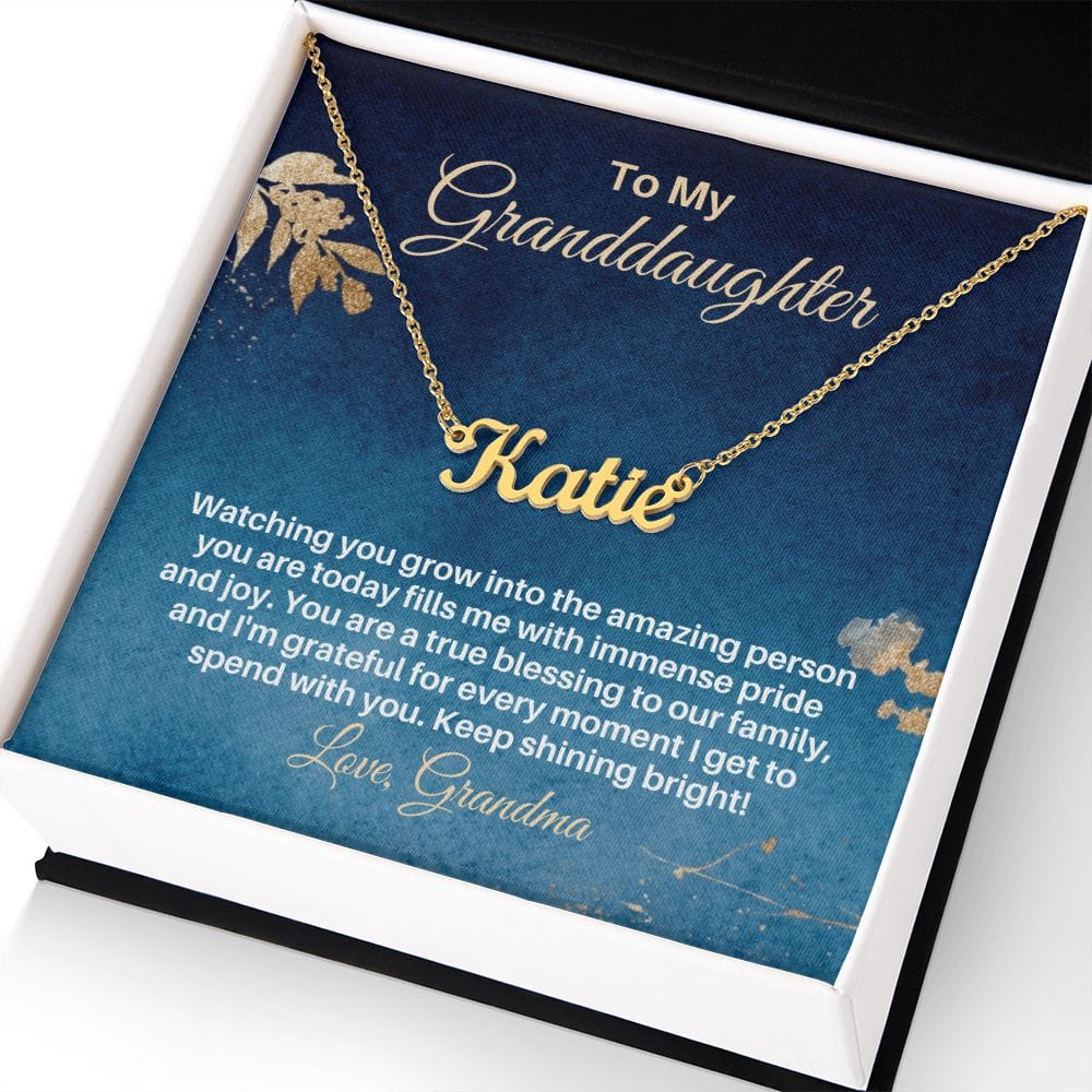 To My Granddaughter Gift - Personalized Name Necklace from Grandma - Custom Granddaughter Gift for Birthday Graduation Christmas Baptism