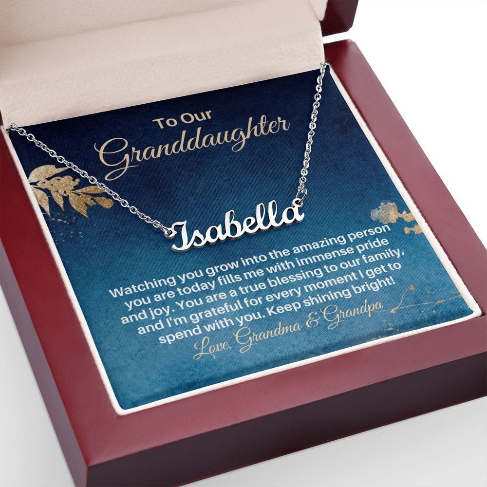 To My Granddaughter Gift - Personalized Name Necklace from Grandparents - Custom Granddaughter Gift for Birthday Graduation Christmas