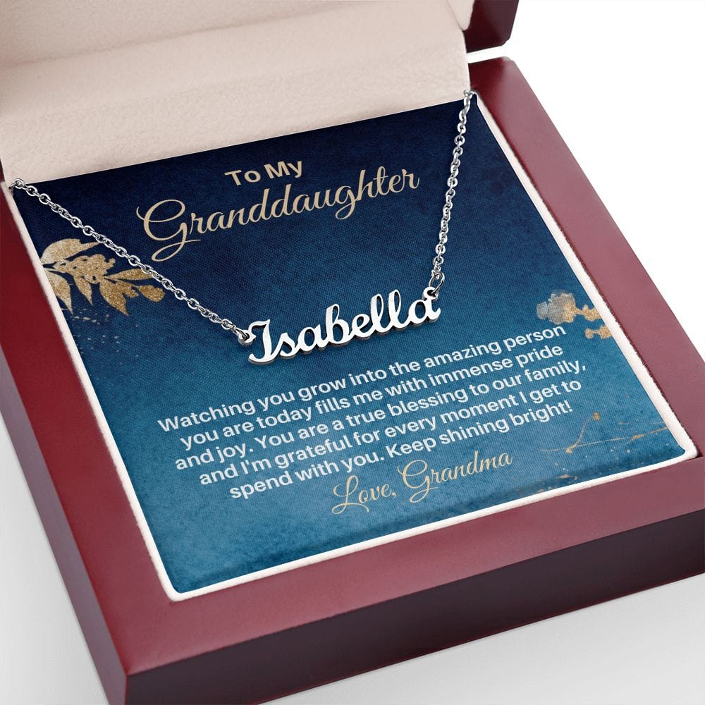 To My Granddaughter Gift - Personalized Name Necklace from Grandma - Custom Granddaughter Gift for Birthday Graduation Christmas Baptism