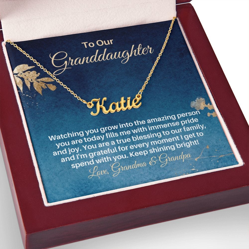 To My Granddaughter Gift - Personalized Name Necklace from Grandparents - Custom Granddaughter Gift for Birthday Graduation Christmas