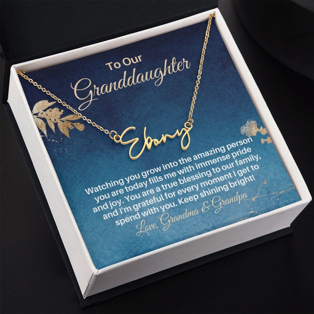 To My Granddaughter Gift - Personalized Name Necklace from Grandparents - Custom Granddaughter Gift for Birthday Graduation Christmas