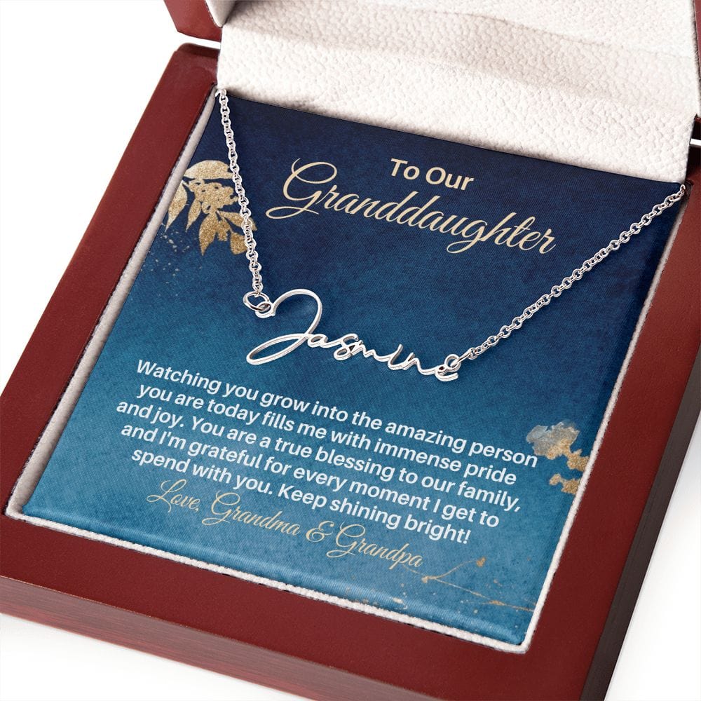 To My Granddaughter Gift - Personalized Name Necklace from Grandparents - Custom Granddaughter Gift for Birthday Graduation Christmas