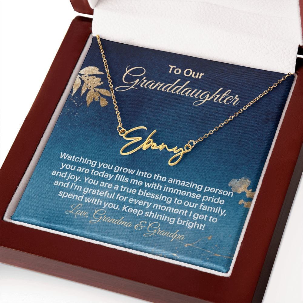 To My Granddaughter Gift - Personalized Name Necklace from Grandparents - Custom Granddaughter Gift for Birthday Graduation Christmas