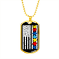 Autism Flag - Autism Awareness Dog Tag Necklace Military Chain (Gold) / No