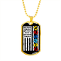 Autism Flag - Autism Awareness Dog Tag Necklace Military Chain (Gold) / No