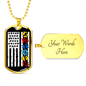Autism Flag - Autism Awareness Dog Tag Necklace Military Chain (Gold) / Yes