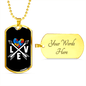 Autism Heart Love Arrows - Autism Awareness Dog Tag Necklace Military Chain (Gold) / Yes