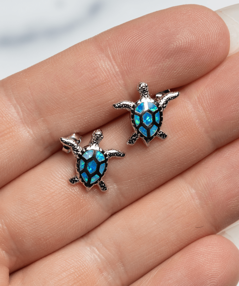 Best Friend Gifts, To My Ride or Die - You're My Best Bitch - Opal Turtle Earrings for Bestie, BFF - Jewelry Gift for Unbiological Sister
