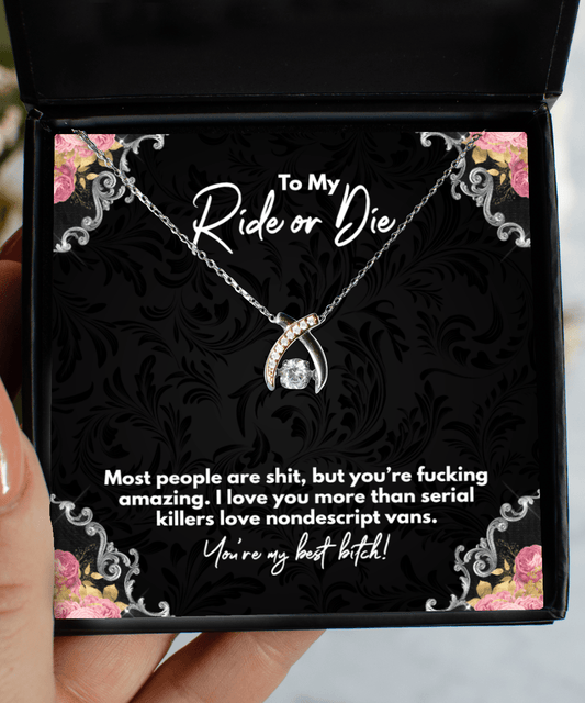 Best Friend Gifts, To My Ride or Die - You're My Best Bitch - Wishbone Necklace for Bestie, BFF - Jewelry Gift for Unbiological Sister