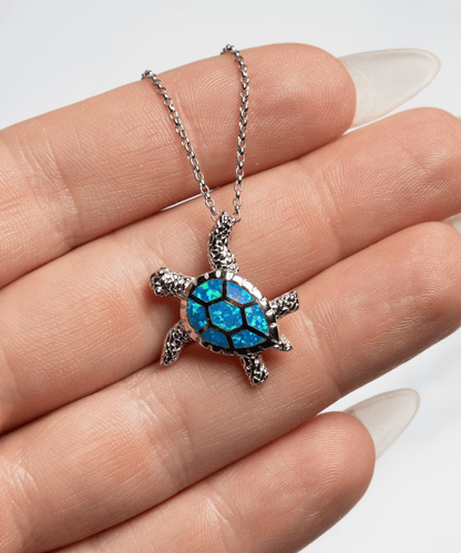 Bestie Gifts - Just Breathe - Opal Turtle Necklace for Encouragement, Motivation - Jewelry Gift for Best Friend