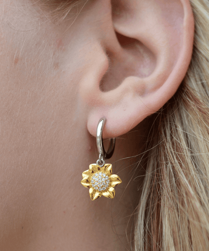 Bestie Gifts - Just Breathe - Sunflower Earrings for Encouragement, Motivation - Jewelry Gift for Best Friend